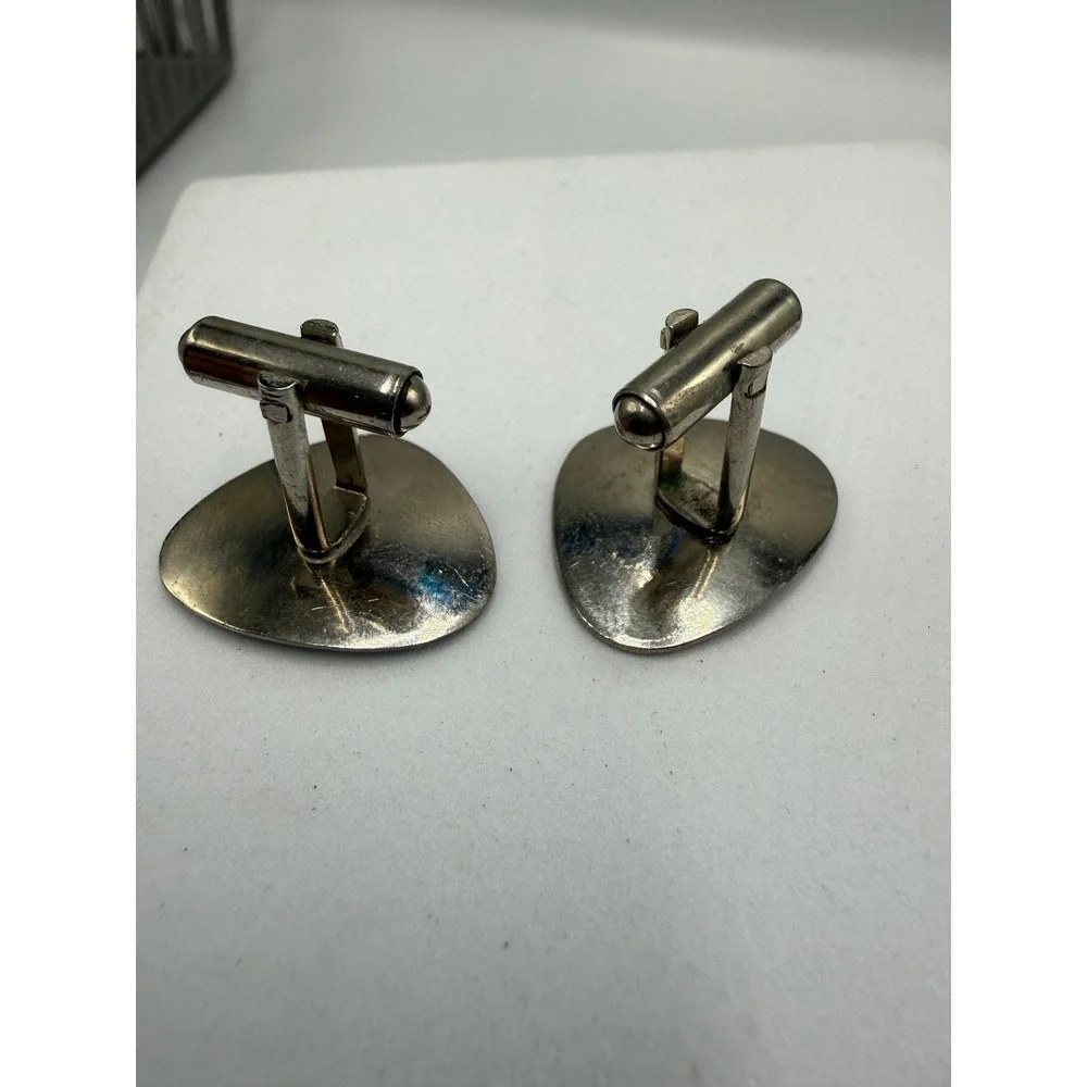 Vintage Mid Century Modern Atomic Starburst Cufflinks Silver Tone MCM Retro